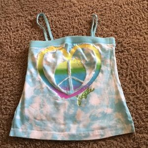 Justice girls peace sign tie dye top Size 10